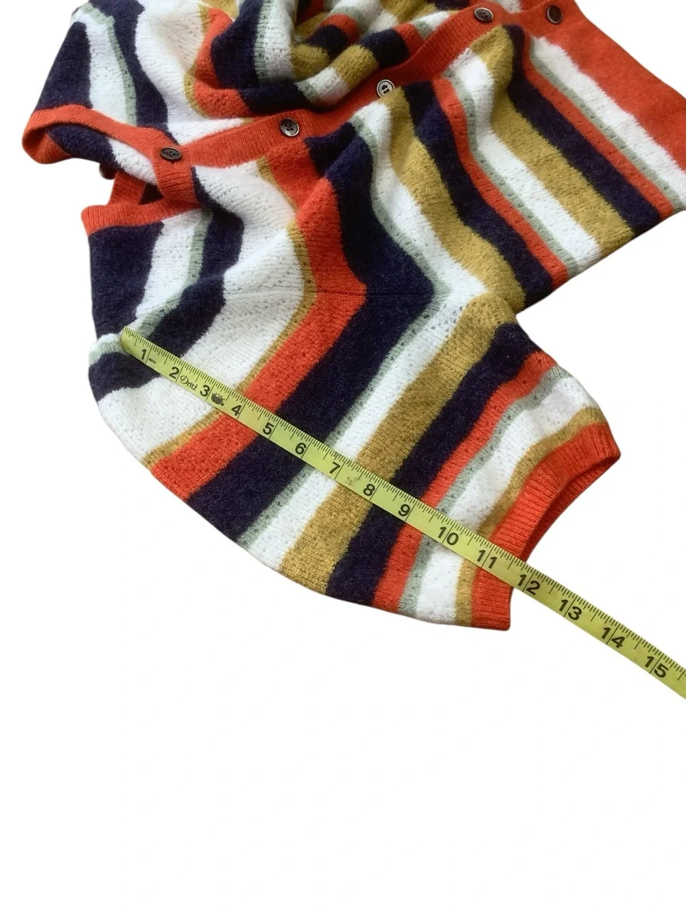 Anthropologie Banjanan 73% Alpaca Striped Cardigan Sweater XL Colorful Knit - Picture 11 of 12
